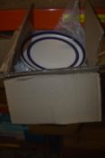 *Box of 27cm Blue & White Stripped Dinner Plates