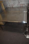 *2x Stainless Steel Tables with Mesh Undershelf