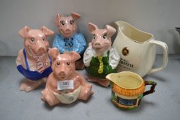 4x Wade Nat West Piggybanks, plus Water Jug, etc.