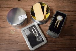 *2x Travel Shoe Polishing Kits, and a Quantity of Golf Ball Markers