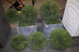 *Two Decorative Shaped Faux Conifers in Grey Planters - Both AF