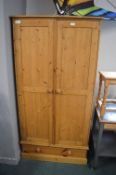 Small Solid Pine Double Wardrobe