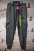 *Puma Grey Brushed Cargo Joggers Size: S