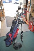 Assorted Golf Clubs with Dunlop Golf Trolley