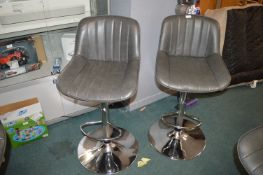 *Pair of Grey Gas-Lift Barstools