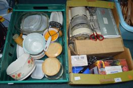 2x Boxes of Kitchenware Including Toaster, Blender, Pottery, etc.