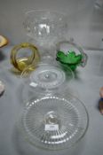 Vintage Glass Cake Stands, Cut Lead Crystal Trifle Bowl, etc.