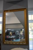 Gilt Framed Mirror with Coat Hooks