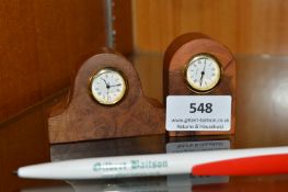 2x Miniature Handmade Wooden Clocks