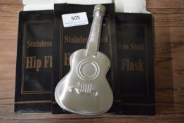 *3x Stainless Steel Guitar Hip Flasks