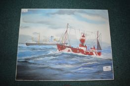Oil on Board Light Ship etc