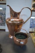Large Copper Jug and a Small Pot