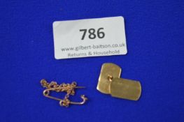 9ct Scrap Gold Cufflinks etc. ~2.9g total