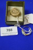 2x Silver Gold Plated Rings (one with faux coin)