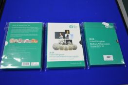2018, 2019, and 2020 Royal Mint UK Annual Coin Sets