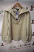 *DKNY Beige Half Zip Waffle Top Size: L