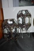 2x Decorative Bevelled Glass Lamp Shades