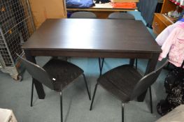 Black Brown Ikea Extendable Wood Effect Table & 4 Matching Stacking Chairs