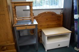 Small Furniture Items Including Tables and Single Bedhead