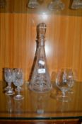 Cut Glass Lead Crystal Decanter plus Assorted Glasses