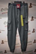 *Puma Grey Brushed Cargo Joggers Size: S