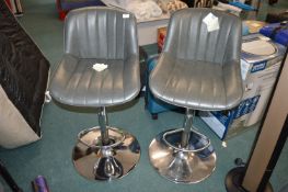 *Pair of Grey Gas-Lift Barstools