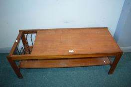 Retro Teak Coffee Table with Built in Newspaper Ra
