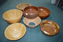7x Wooden Fruit Bowls