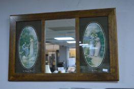 Vintage Oak Framed Pictorial Mirror
