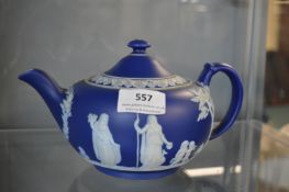 Wedgwood Blue & White Jasperware Teapot