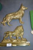 Brass Lion and an Alsatian