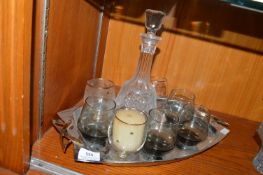 Glass Decanter, and Candle Holders
