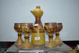 1970’s Studio Pottery Decanter and Goblets