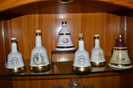 6x Bells Scotch Whiskey Commemorative Porcelain Decanters Including Wade