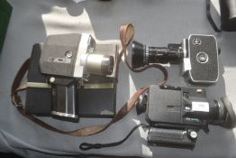 Three Vintage Cine Cameras including 8mm Bolex Paillard & Prinz Sabere