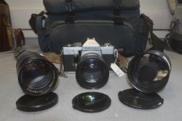 Camera Kit Comprising of Praktica LTL 3 35mm Camera with Makinon MC Zoom Lens plus Makinon MC Reflex