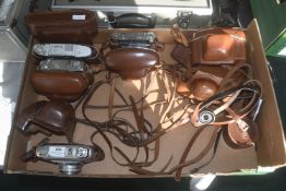 Four Vintage Cameras including Kodak, Retinette plus Vintage Camera Cases