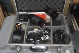 Camera Kit Comprising of Olympus OM20 35mm Film Camera with OM System E.Zuiko Auto-T 1:35F 135mm