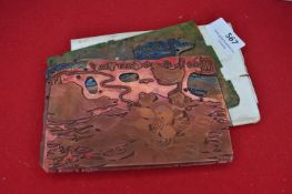 Set of Three Original Bamforth Printing Plates for Postcards: Merry Message Series 6365