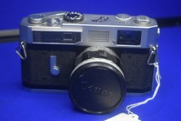 Canon Model 7 Rangefinder Camera, Serial No. 822625, with Canon 50mm F/1.4 Lens, No. 36351. Produced