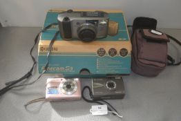 Kyocera Fine Cam S3 3.3mp Digital Camera, Samsung S1075 7.2mp Digital Camera & Minolta 140EX Film