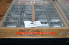 Case of N.P. Script 14pt Lowercase Metal Type