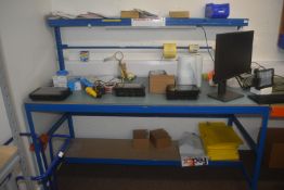 *Tubular framed blue packing table with anti-stati