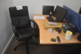 *L-Shaped desk in light beech finish on grey legs