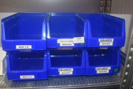 *6x Blue Plastic Storage Boxes