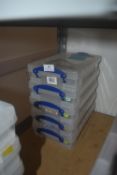 * Five 2.5 L Really useful Storage boxes