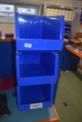 *3x Rhino Tough Blue Plastic Component Boxes