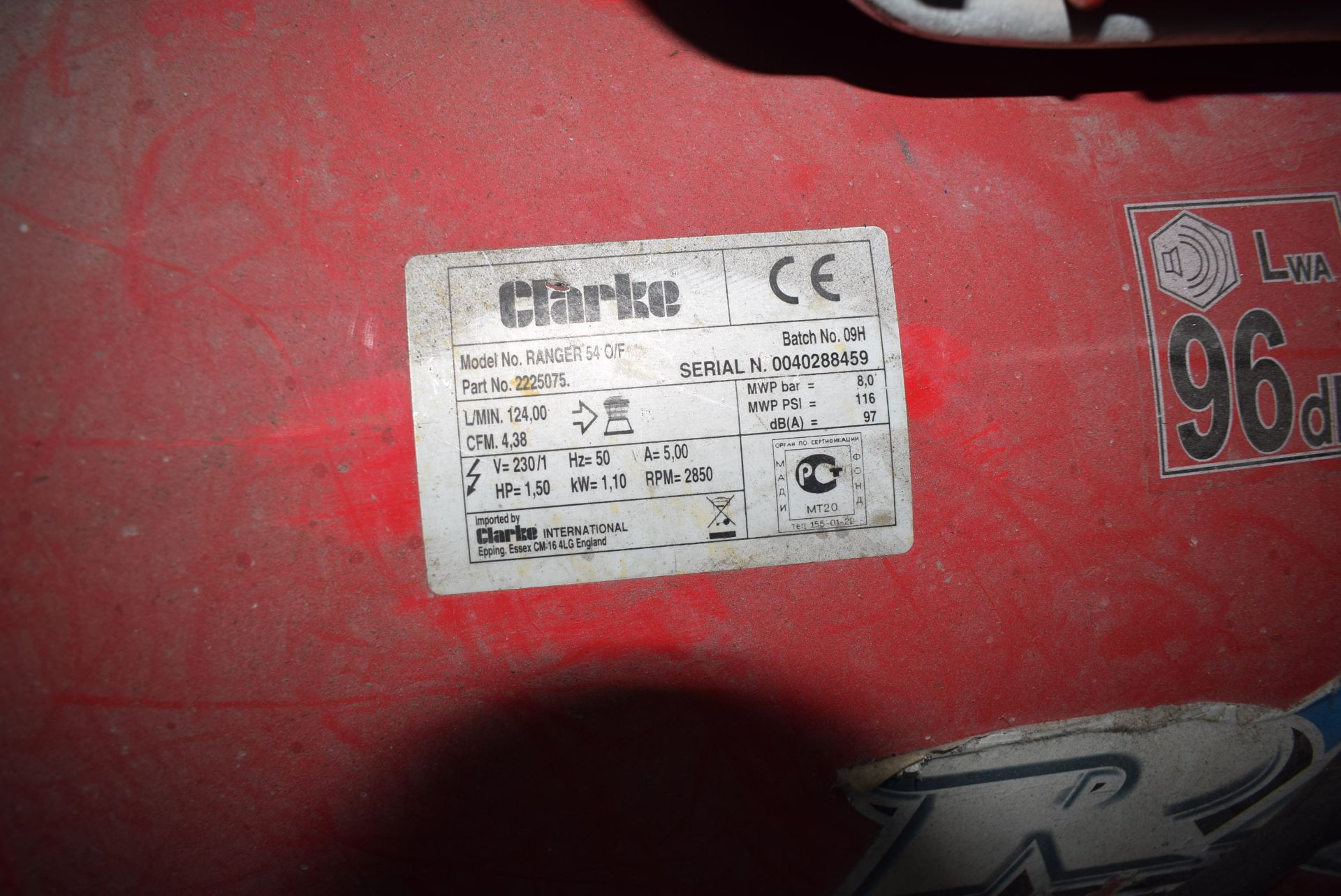 *Clarke Ranger 54 compressor 240v 17.5HP - Image 2 of 2
