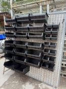 Large Upright Bin Storage Rack 180cm long x 2m tall, Including ~20x Size: 6 Conductive Black Bins,