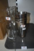 3x Glass Carafes and 3x Stainless Steel Cocktail Beakers